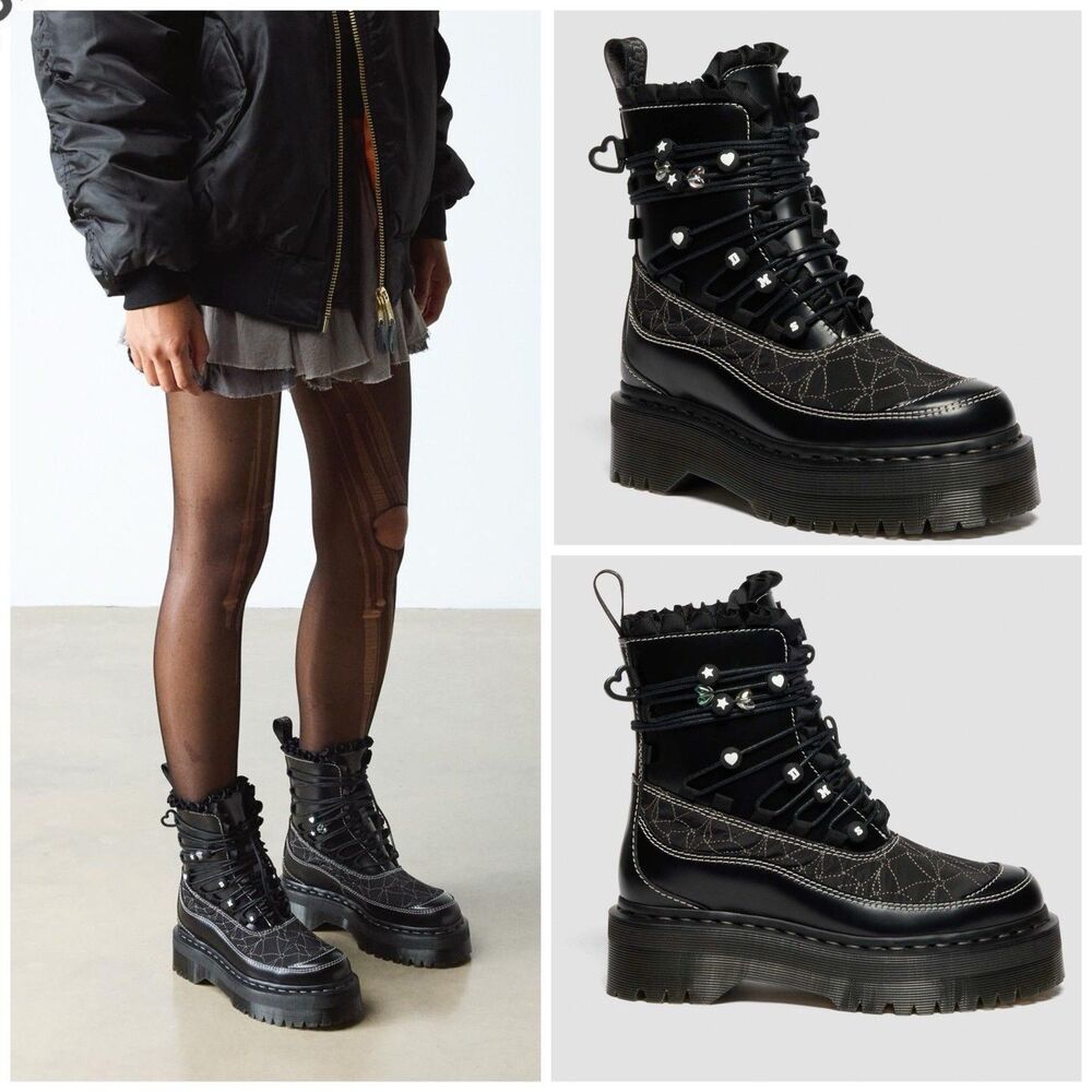 Dr Martens Jadon Frill Smooth Leather Platform Boots